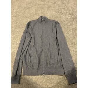 Neiman Marcus Men's Pullover Sweater Size XL Wool Blend Crew Neck grey Zip Up